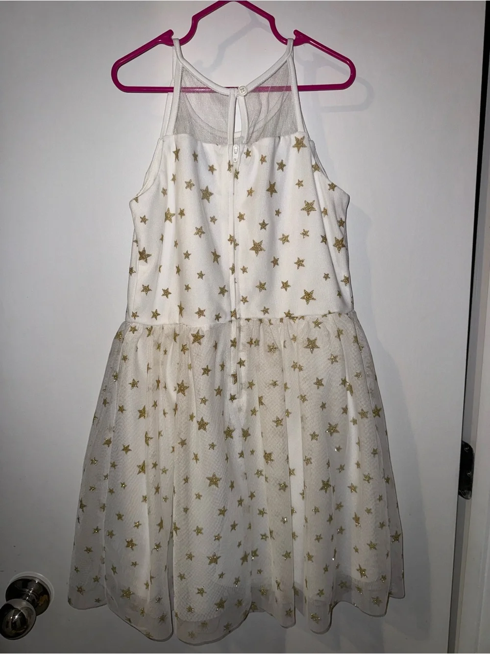 The Childrens Place White Dress with Gold Star Print - Tulle Party Dress